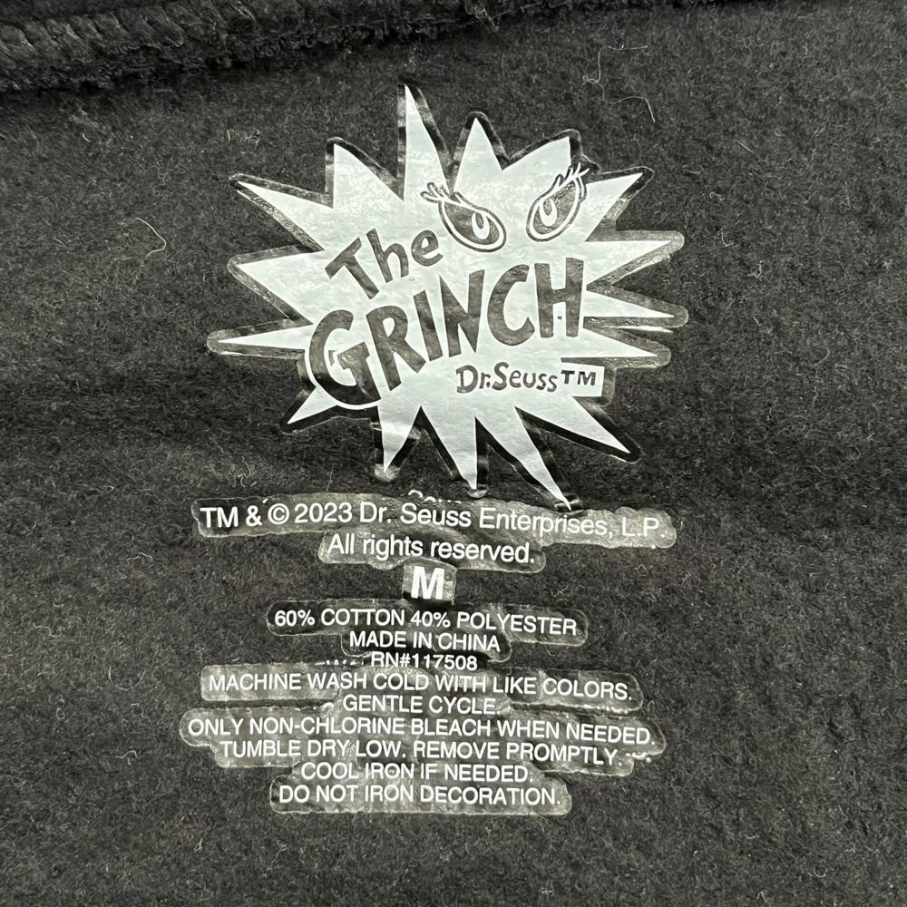 The Grinch Zip Hoodie Womens M Black Pink Graphic 2023 Christmas Dr Seuss Fleece - Picture 4 of 11